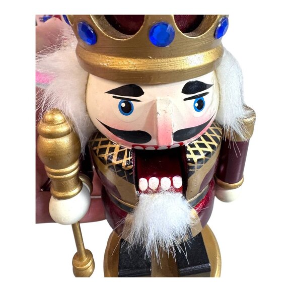 Wooden King Nutcracker Figurine Toy Soldier Red & Gold Accent 6" Holiday Display - Picture 2 of 8